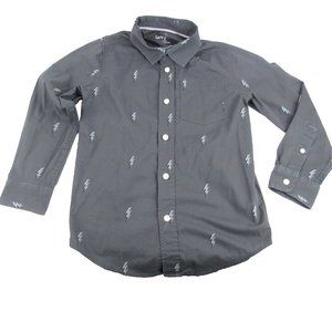 Cat & Jack New Boys Lightning Bolt Button-Up Shirt Size Small 6/7 Long Sleeve